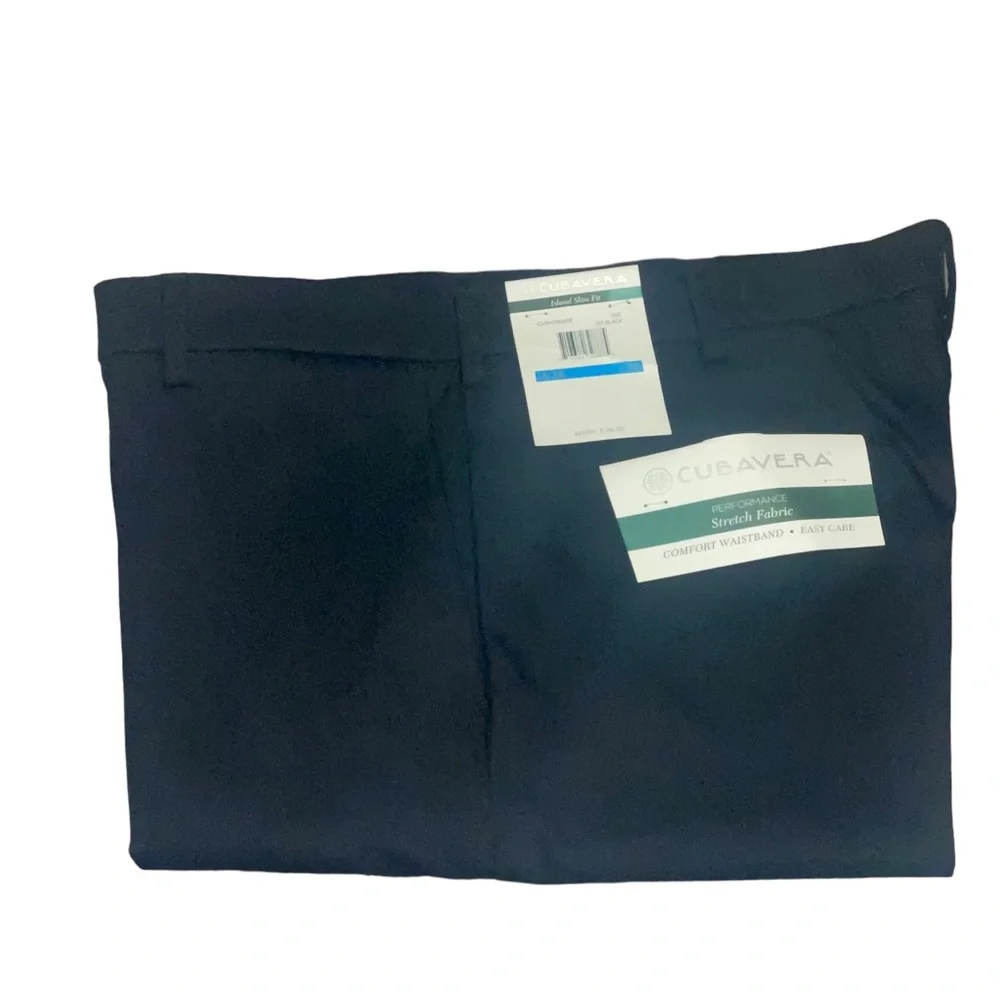 Men’s Cubavera Dress Pants Island Slim Fit Size 36W 32L Jet Black NWT